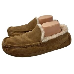 UGG Ascot Men's 13EEE Chestnut Brown Suede Slippers Moc Toe Indoor Outdoor